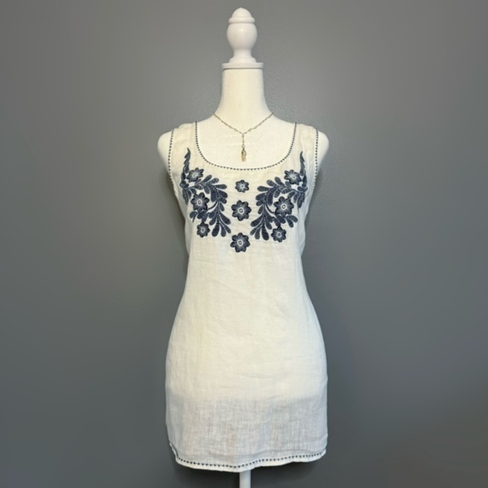 EUC J. Jill Love Linen Collection Embroidered Tank Size XLP